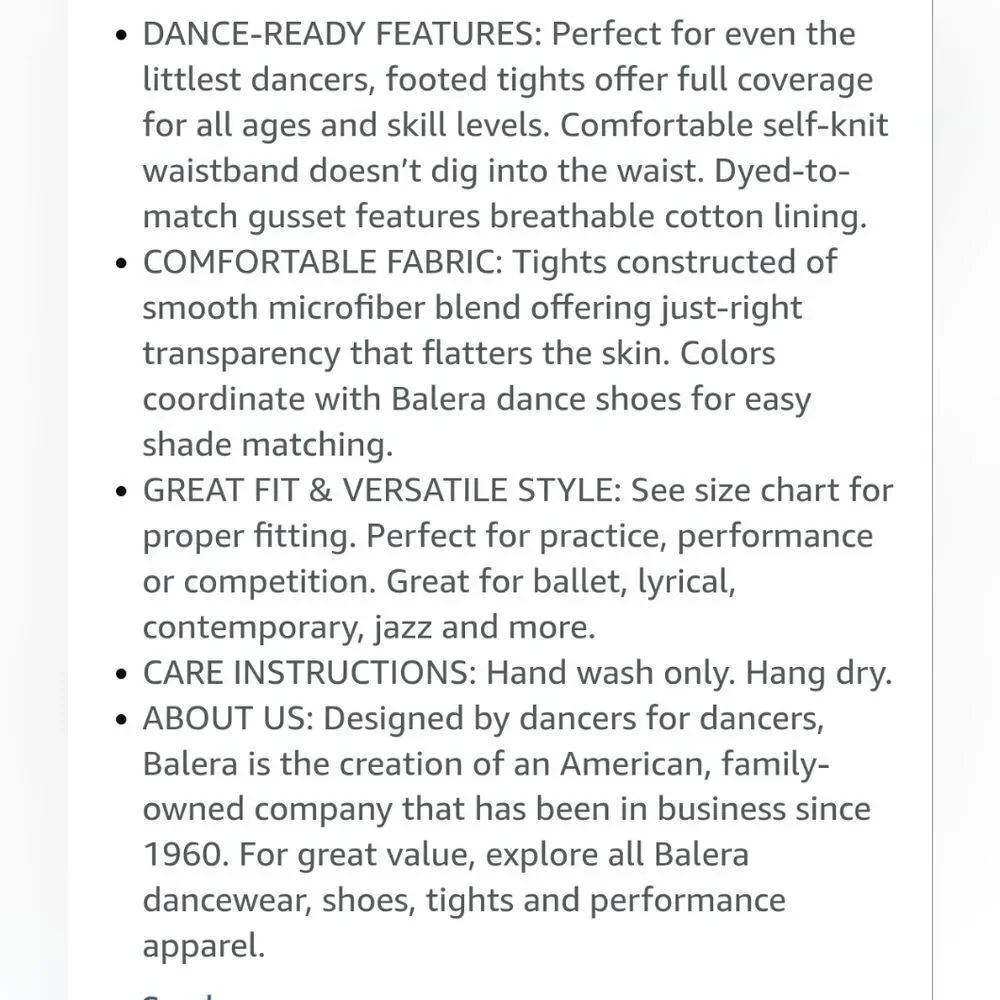 BALERA Dancewear Footless Ballet Tights LT Suntan